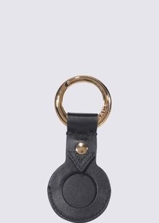 VERSACE BLACK-GOLD LEATHER KEY RING