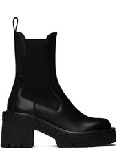 Versace Black Greca Chelsea Boots