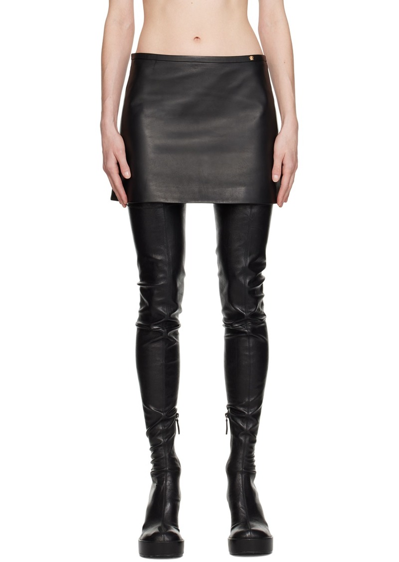 Versace Black Medusa Leather Miniskirt