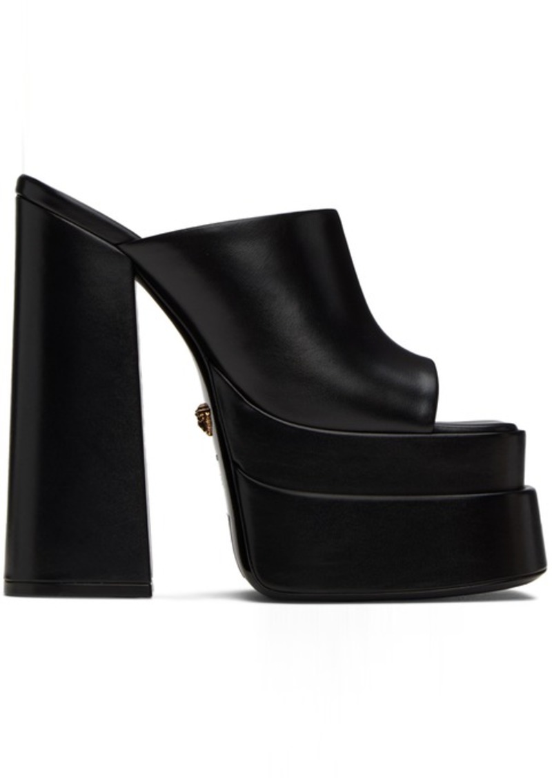 Versace Black Platform Heeled Sandals