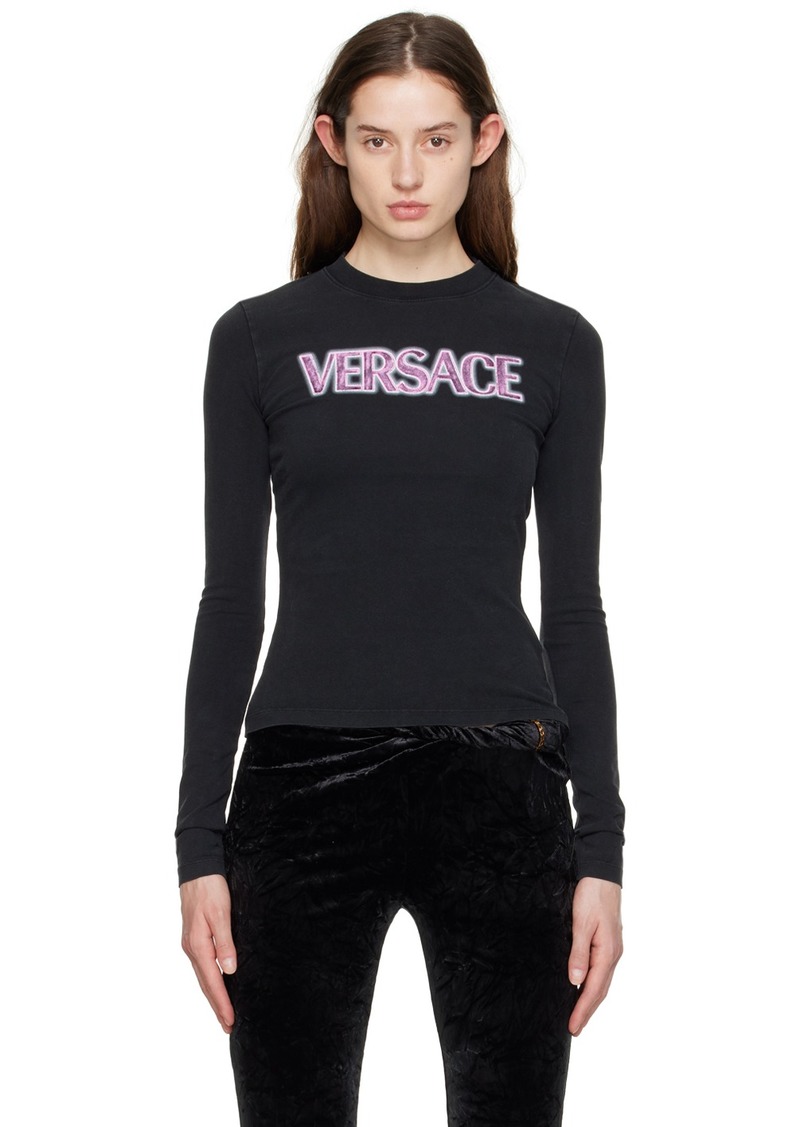 Versace Black Printed Long-Sleeve T-Shirt