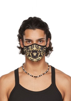 Versace Black V-Barocco Face Mask
