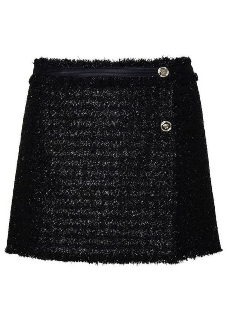 VERSACE Black wool blend miniskirt