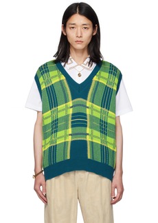 Versace Blue & Green Check Vest