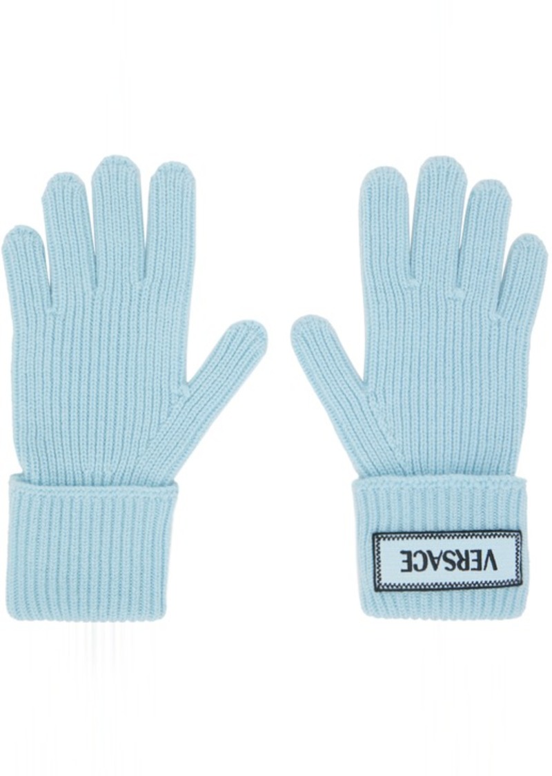 Versace Blue 90s Logo Gloves