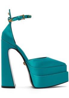Versace Blue Aevitas Pointy Platform Heels