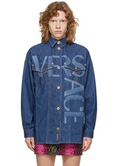 Versace Blue Denim Logo Shirt