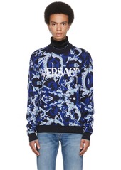 Versace Blue Knit Baroccoflage Sweater