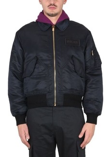 VERSACE BOMBER JACKET WITH APPLIED LOGO