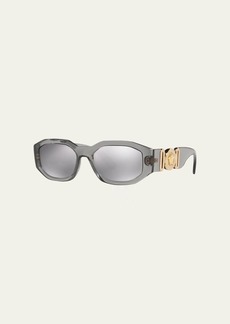 Versace Chunky Rectangle Sunglasses w/ Logo Disc Arms