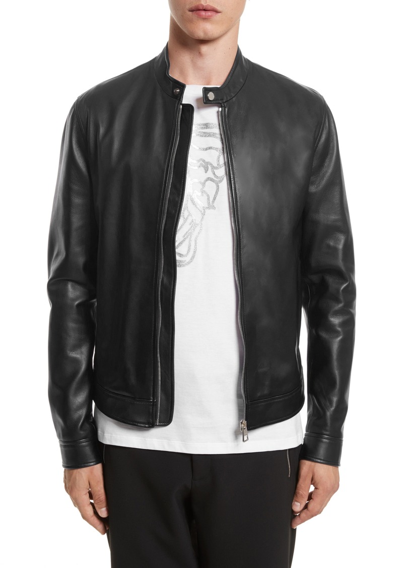 versace collection leather jacket