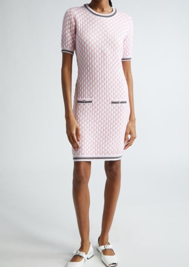 Versace Contrasto Checkerboard Jacquard Sweater Dress