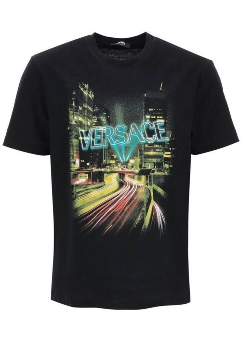 Versace crew-neck t-shirt with city lights print