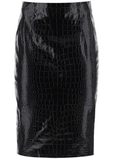 Versace croco-effect leather pencil skirt