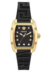 Versace Dominus Diamond Silicone Strap Watch