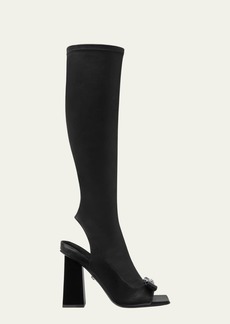 Versace Gianni Ribbon Leather Open-Toe Boots