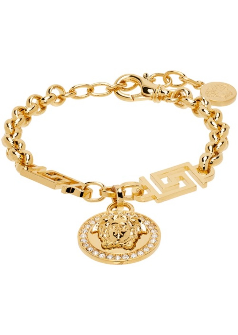 Versace Gold Crystal 'La Medusa' Greca Bracelet