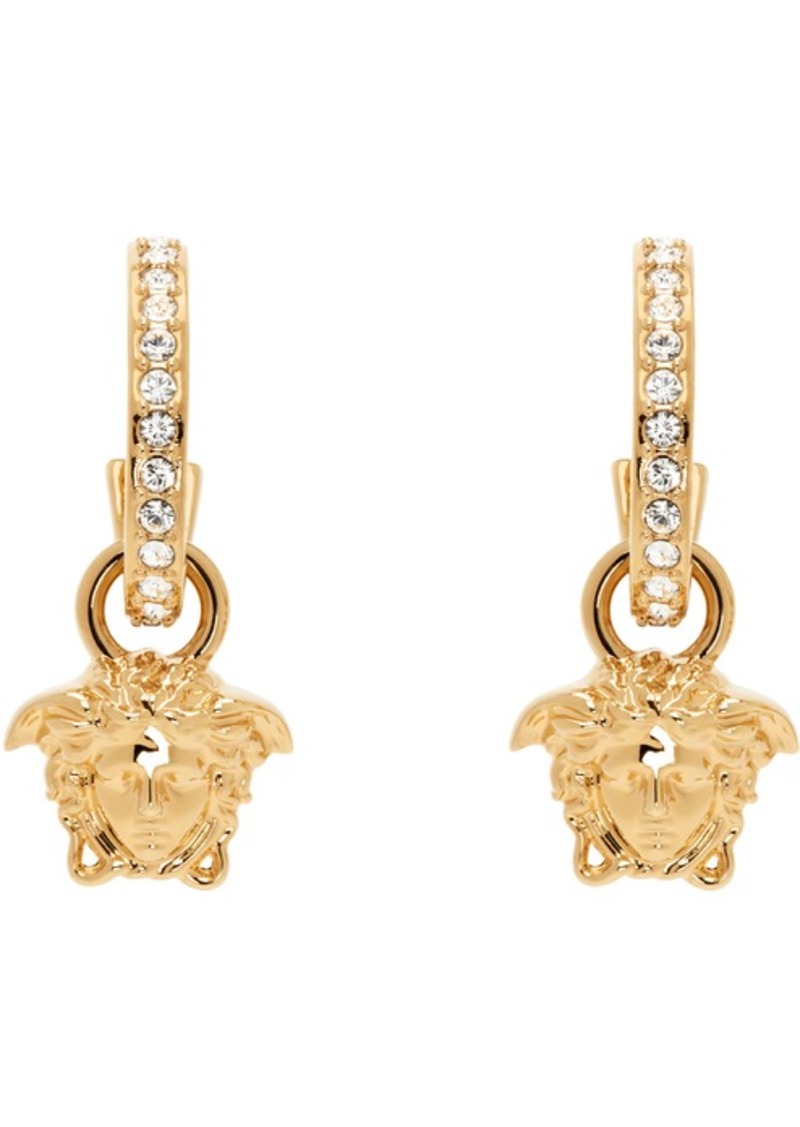 Versace Gold Crystal 'La Medusa' Hoop Earrings