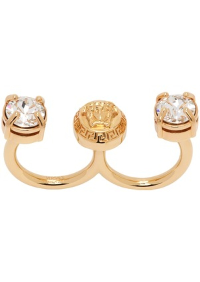 Versace Gold Crystal Medusa Round Cuff Ring