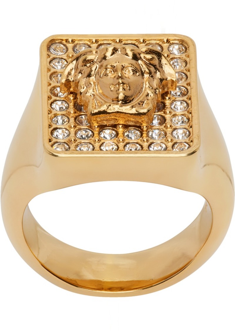 Versace Gold Medusa Tiles Ring