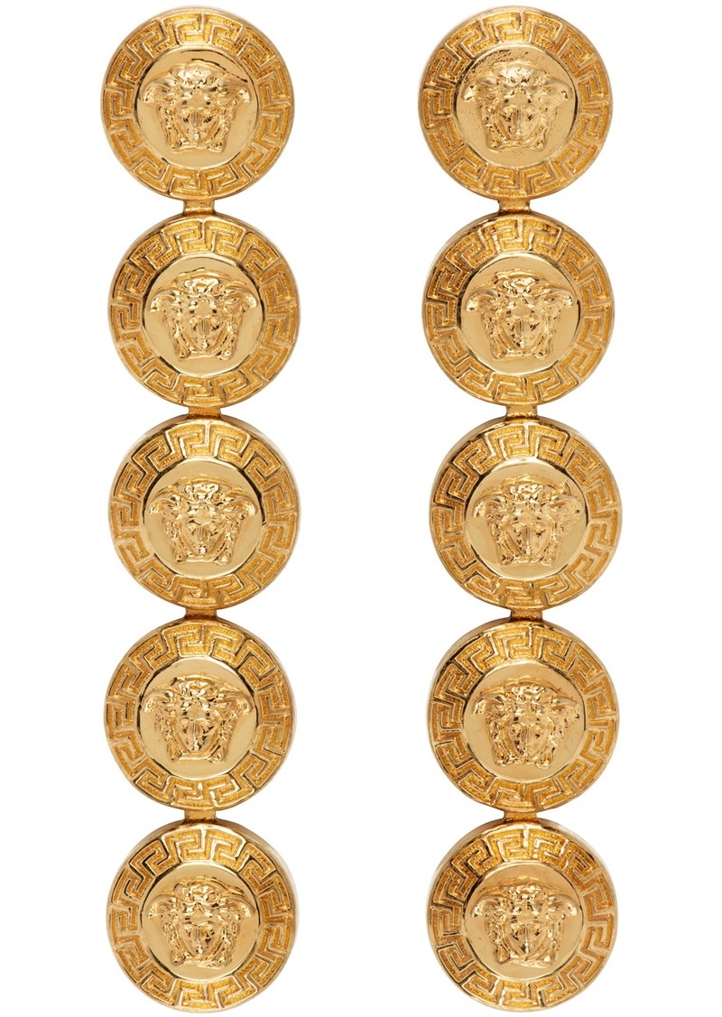 Versace Gold Tribute Medusa Drop Earrings