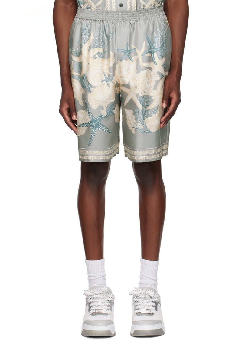 Versace Gray Barocco Sea Shorts