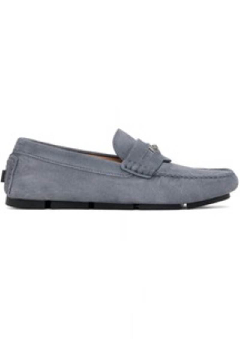 Versace Gray Medusa Biggie Driver Loafers