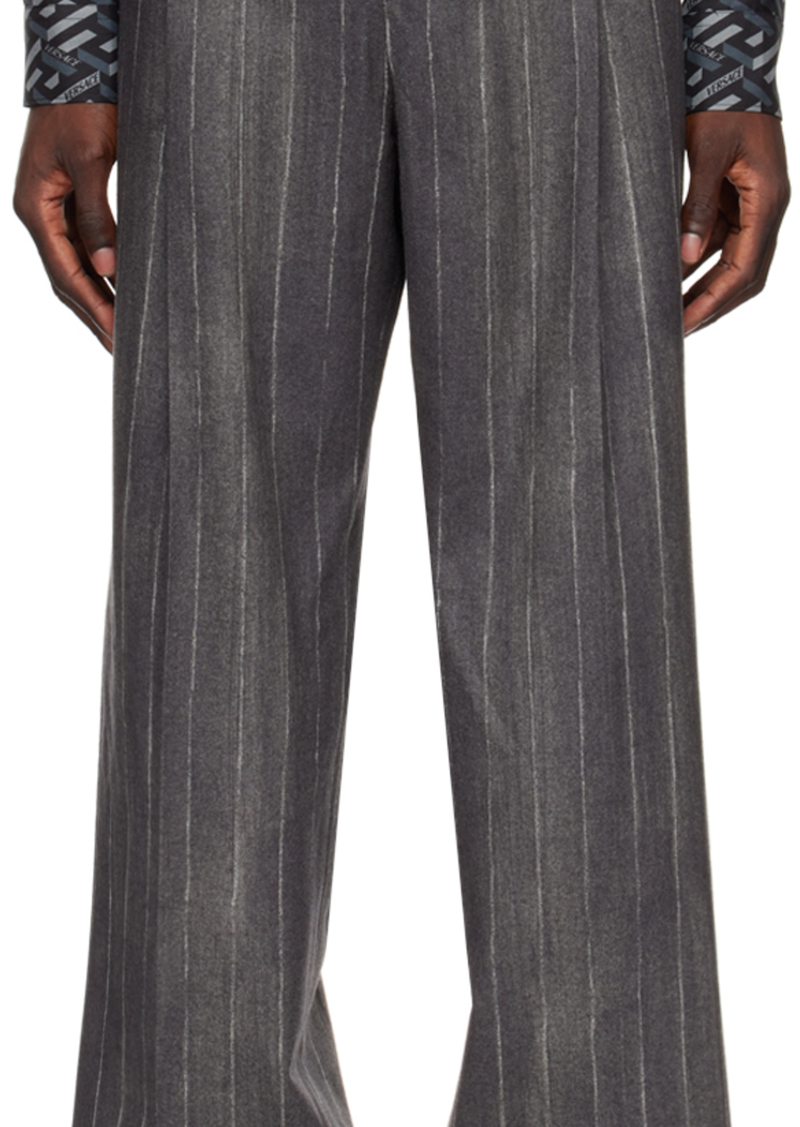 Versace Gray Pinstripe Trousers