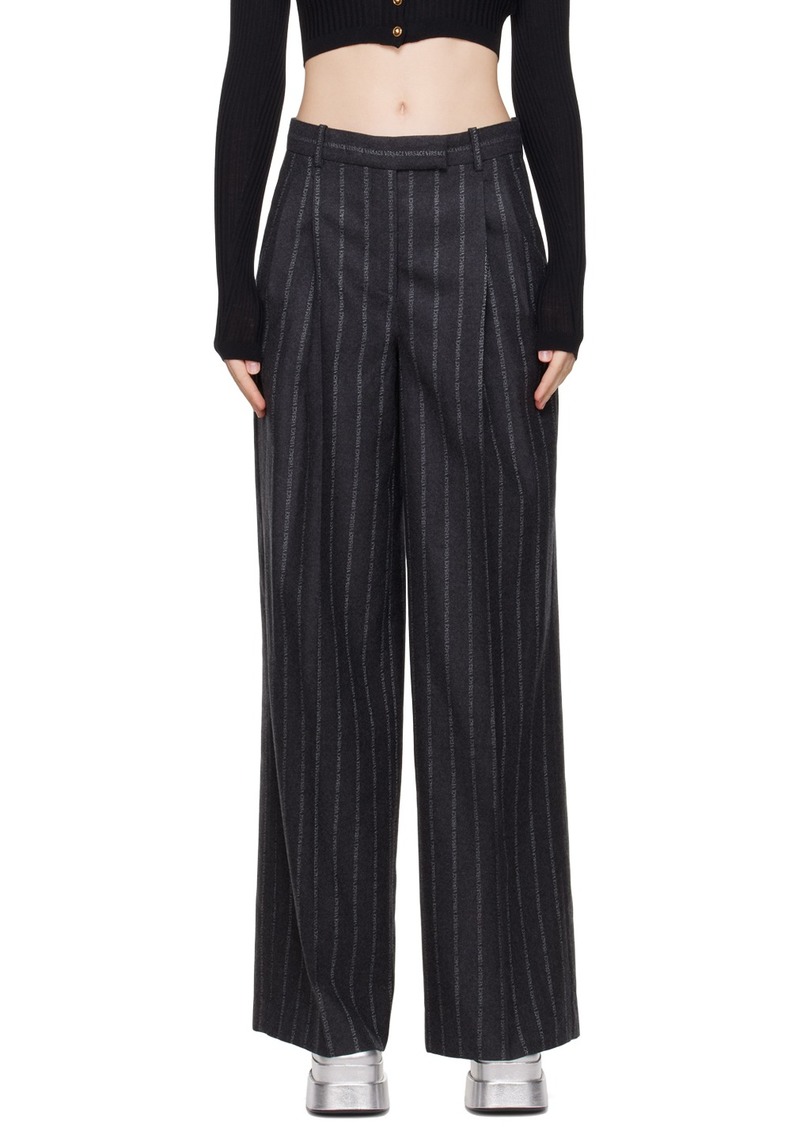 Versace Gray Pleated Trousers