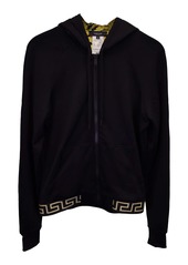 Versace Greca Border Zip-up Hoodie in Black Polyester