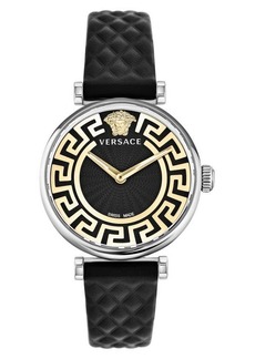Versace Greca Chic Leather Strap Watch