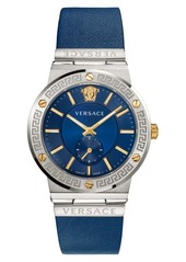 Versace Greca Logo Leather Strap Watch