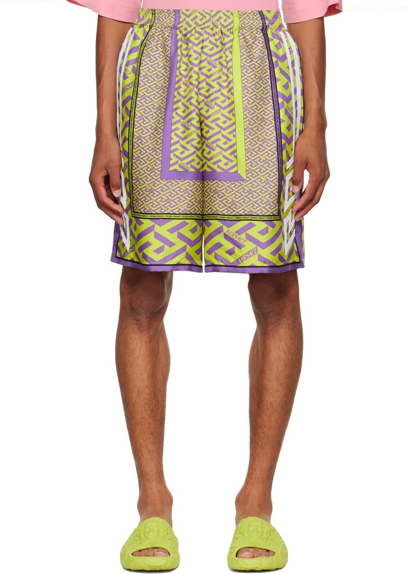 Versace Green 'La Greca' Shorts