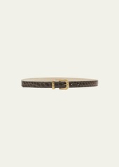 Versace H20 Croc-Embossed Leather Belt