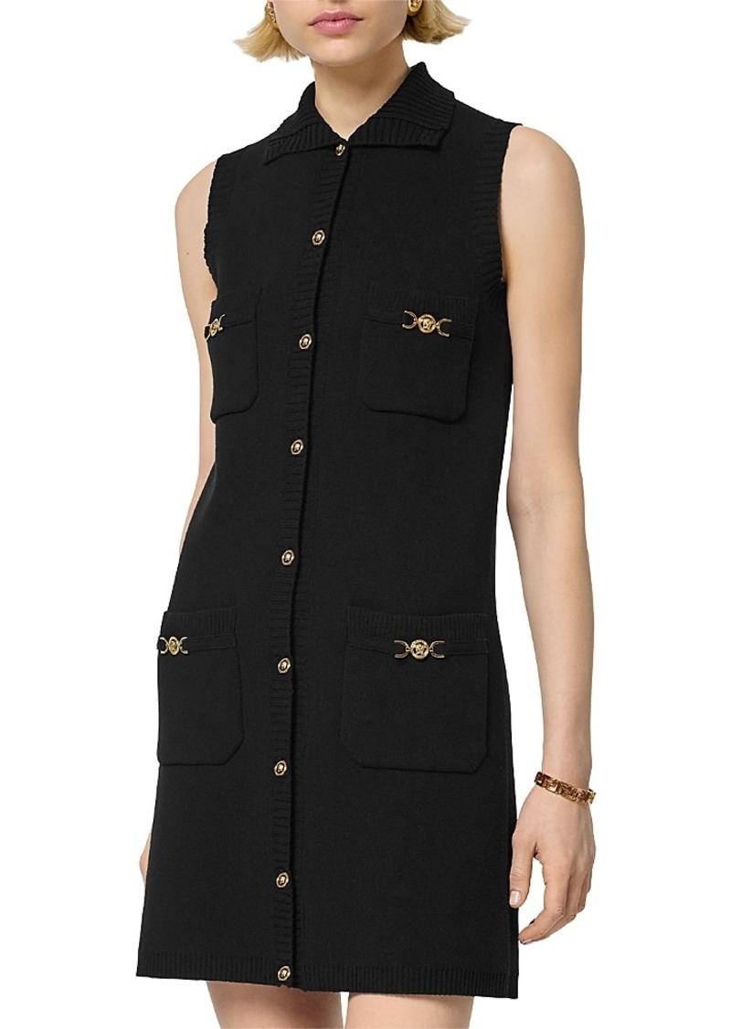 Versace Icon Button Up Knit Sweater Dress