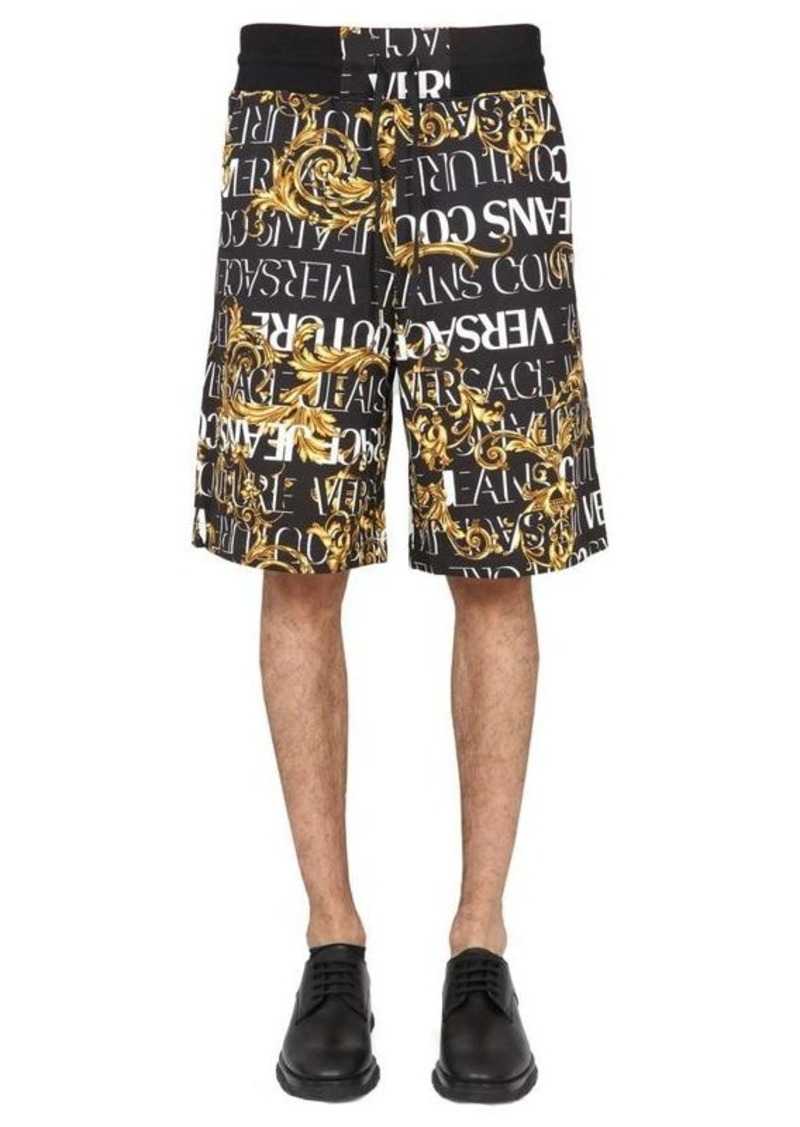 VERSACE JEANS COUTURE BERMUDA SHORTS WITH GARLAND PRINT
