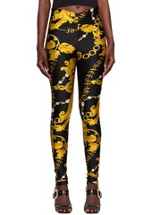 Versace Jeans Couture Black & Gold Chain Couture Leggings