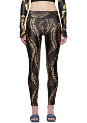 Versace Jeans Couture Black & Gold Chain Couture Leggings