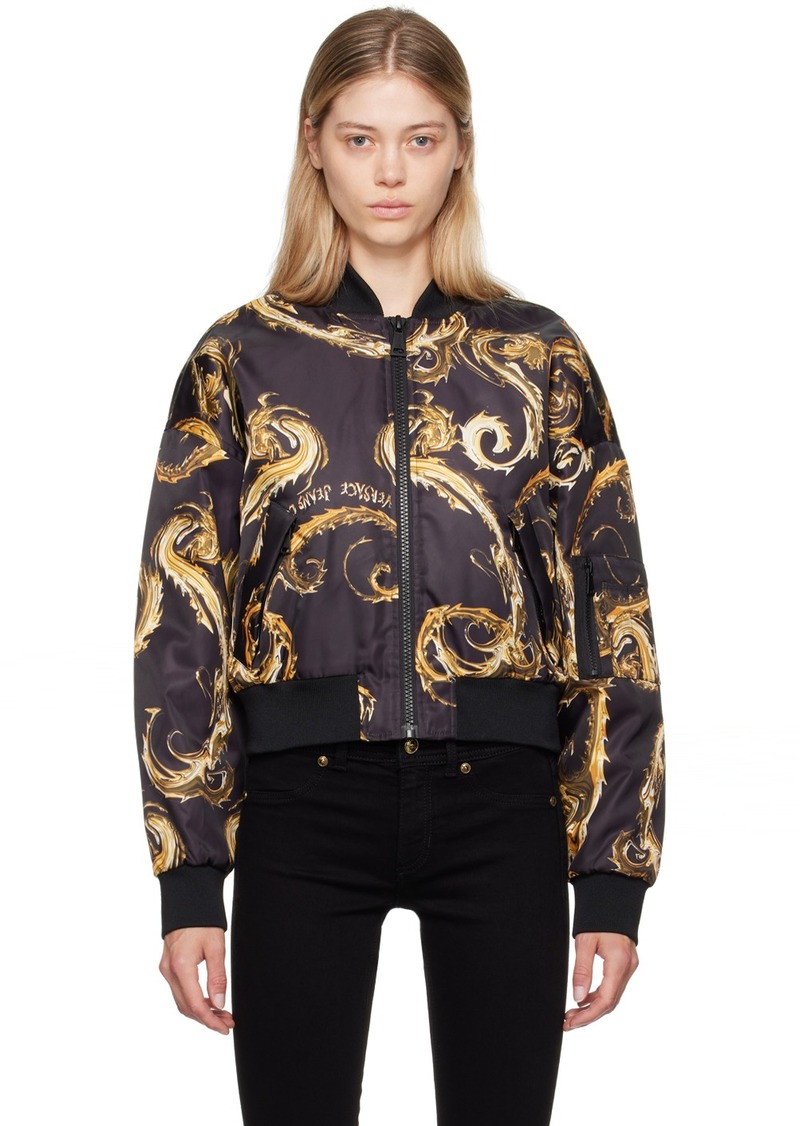 Versace Jeans Couture Black & Gold Chromo Couture Bomber Jacket