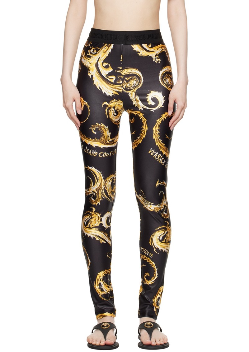 Versace Jeans Couture Black & Gold Chromo Couture Leggings