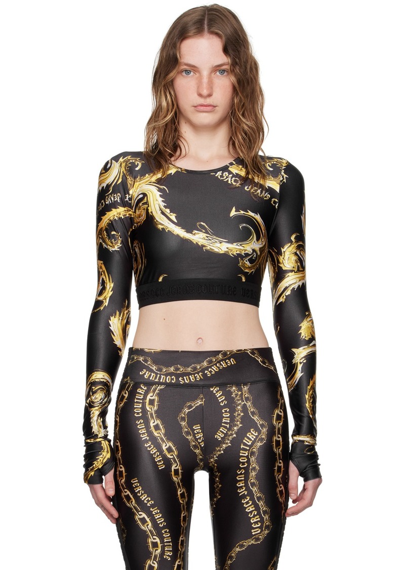 Versace Jeans Couture Black & Gold Chromo Couture Long Sleeve T-Shirt