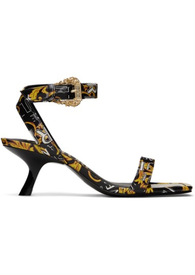 Versace Jeans Couture Black & Gold Fiona Heeled Sandals