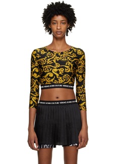 Versace Jeans Couture Black & Gold Sketch Couture Long Sleeve T-Shirt
