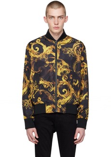 Versace Jeans Couture Black & Yellow Watercolor Couture Reversible Bomber Jacket