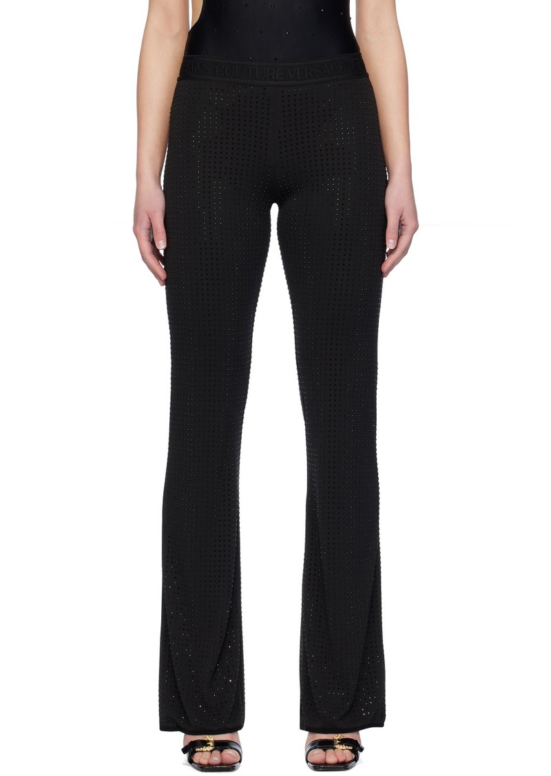 Versace Jeans Couture Black Crystal-Cut Leggings