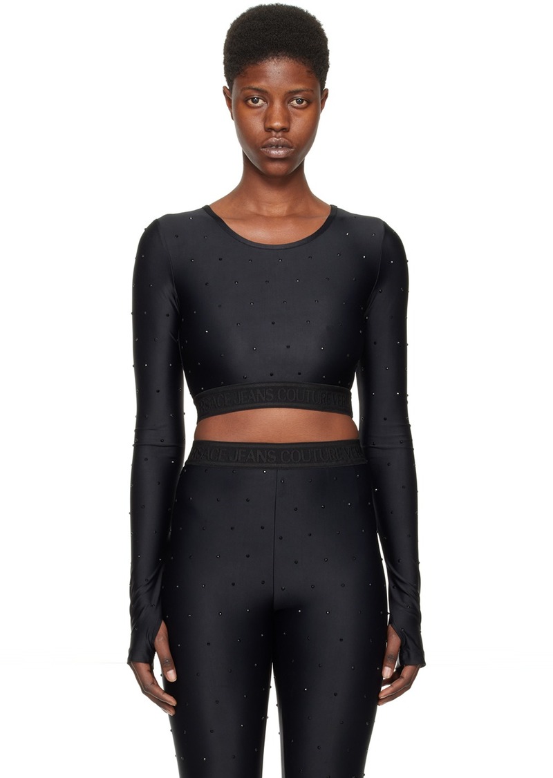 Versace Jeans Couture Black Crystal Long Sleeve T-Shirt