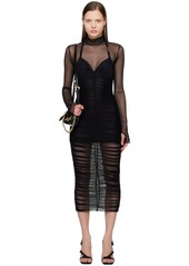 Versace Jeans Couture Black Curl Plaque Midi Dress