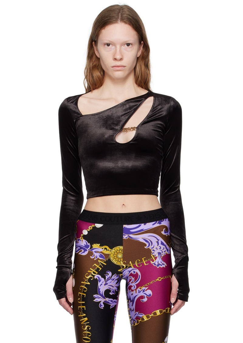 Versace Jeans Couture Black Cutout Long Sleeve T-Shirt