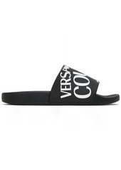 Versace Jeans Couture Black Embossed Pool Slides