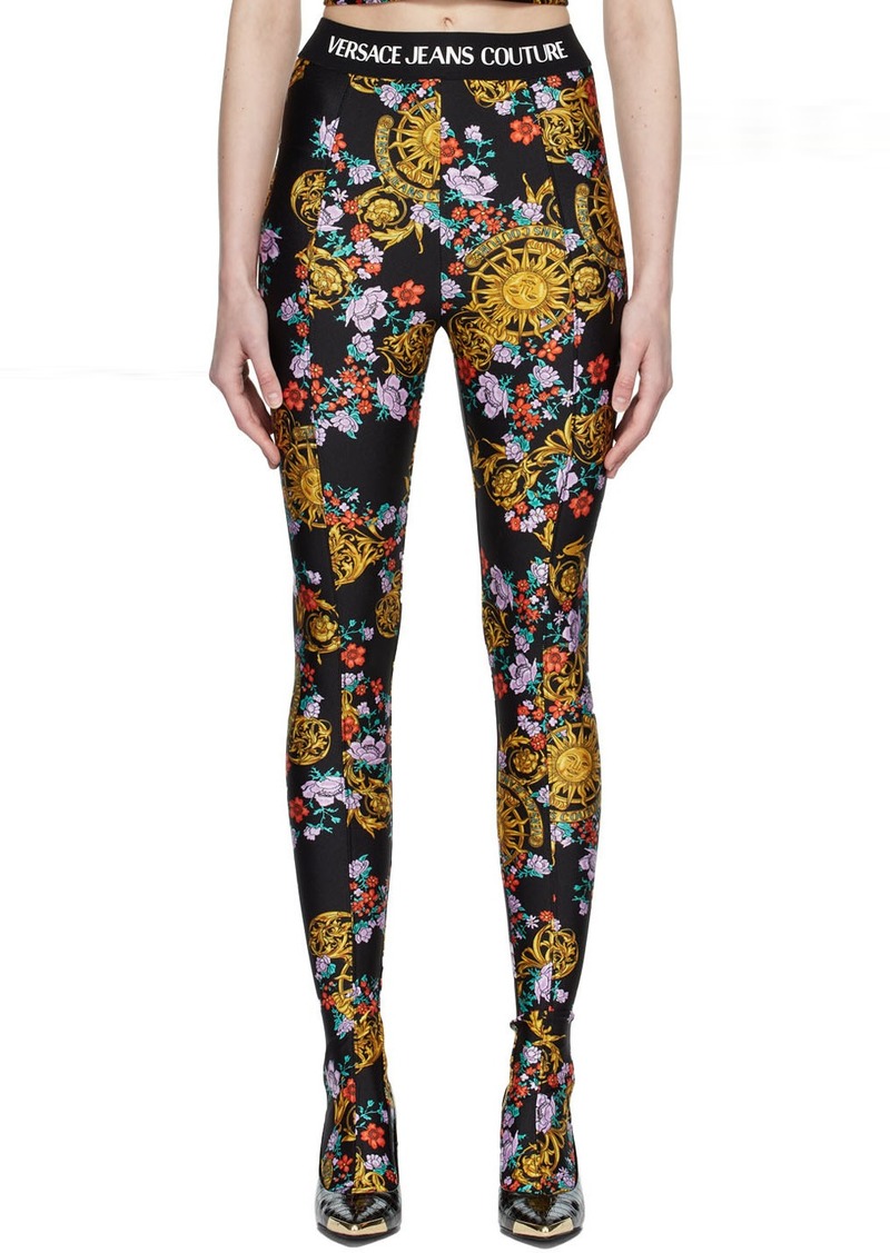 Versace Jeans Couture Black Floral VJC Tights